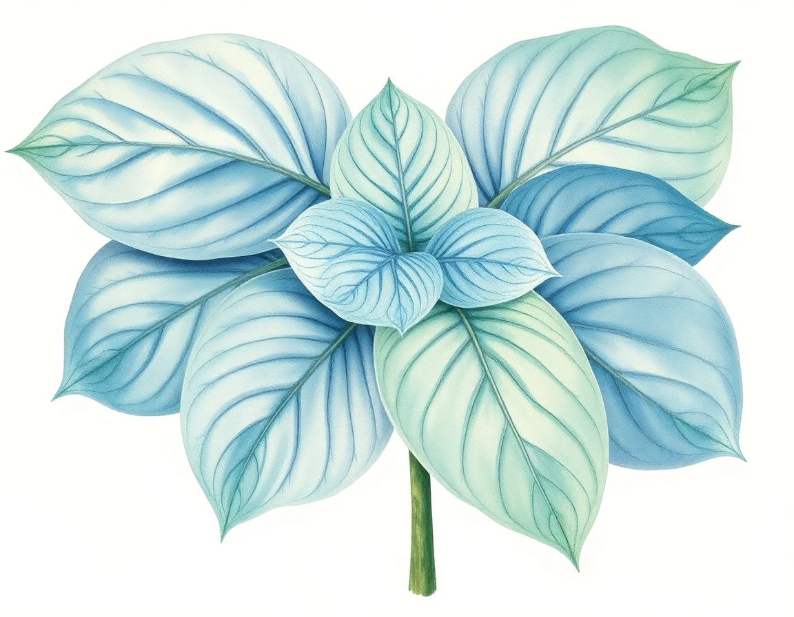 Watercolor illustration of Hosta 'Primal Scream'