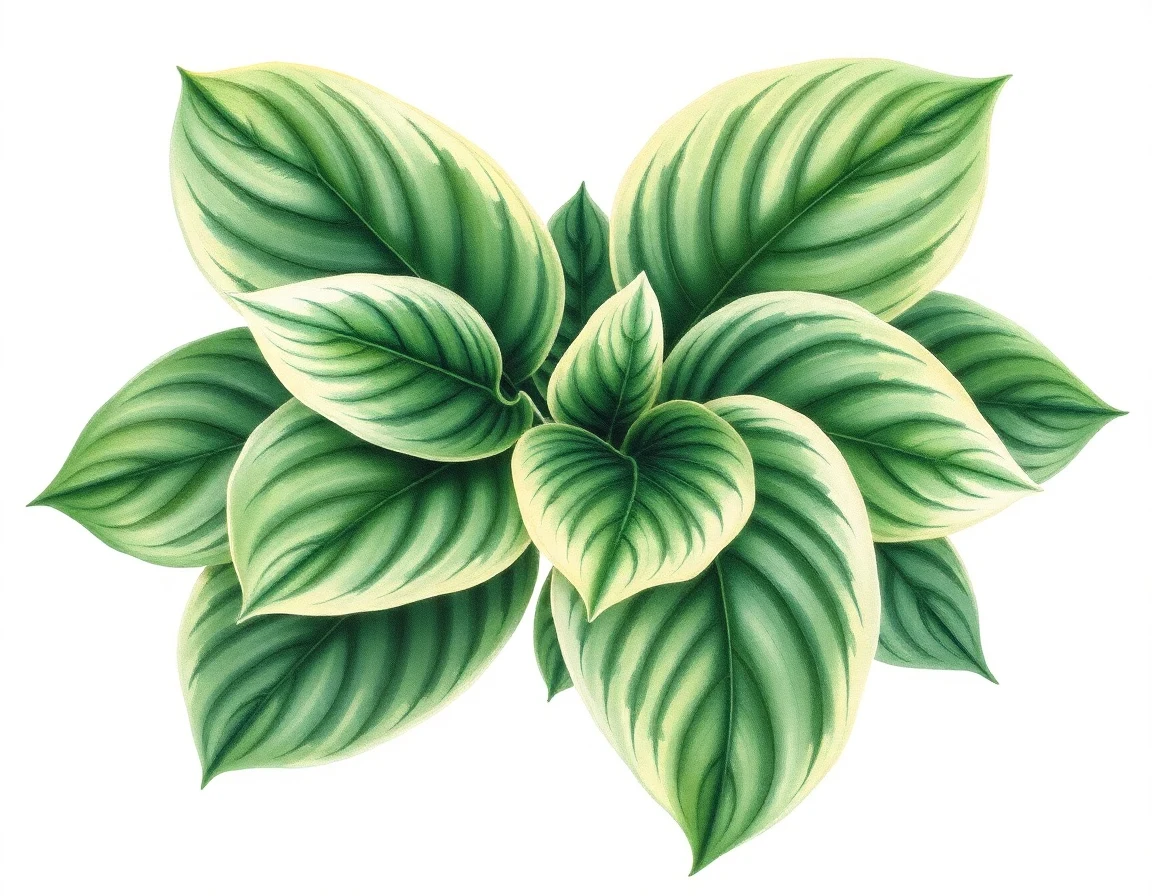 Watercolor illustration of Hosta 'Princess Pat'