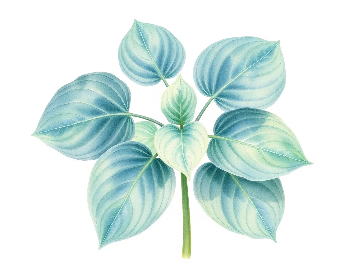 Watercolor illustration of Hosta 'Private Dancer'