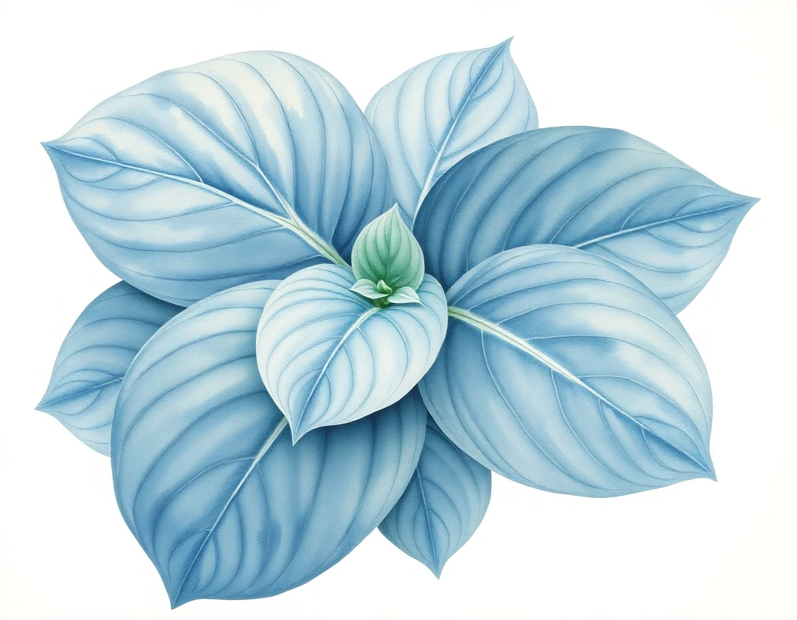 Watercolor illustration of Hosta 'Pro Tek Tor'
