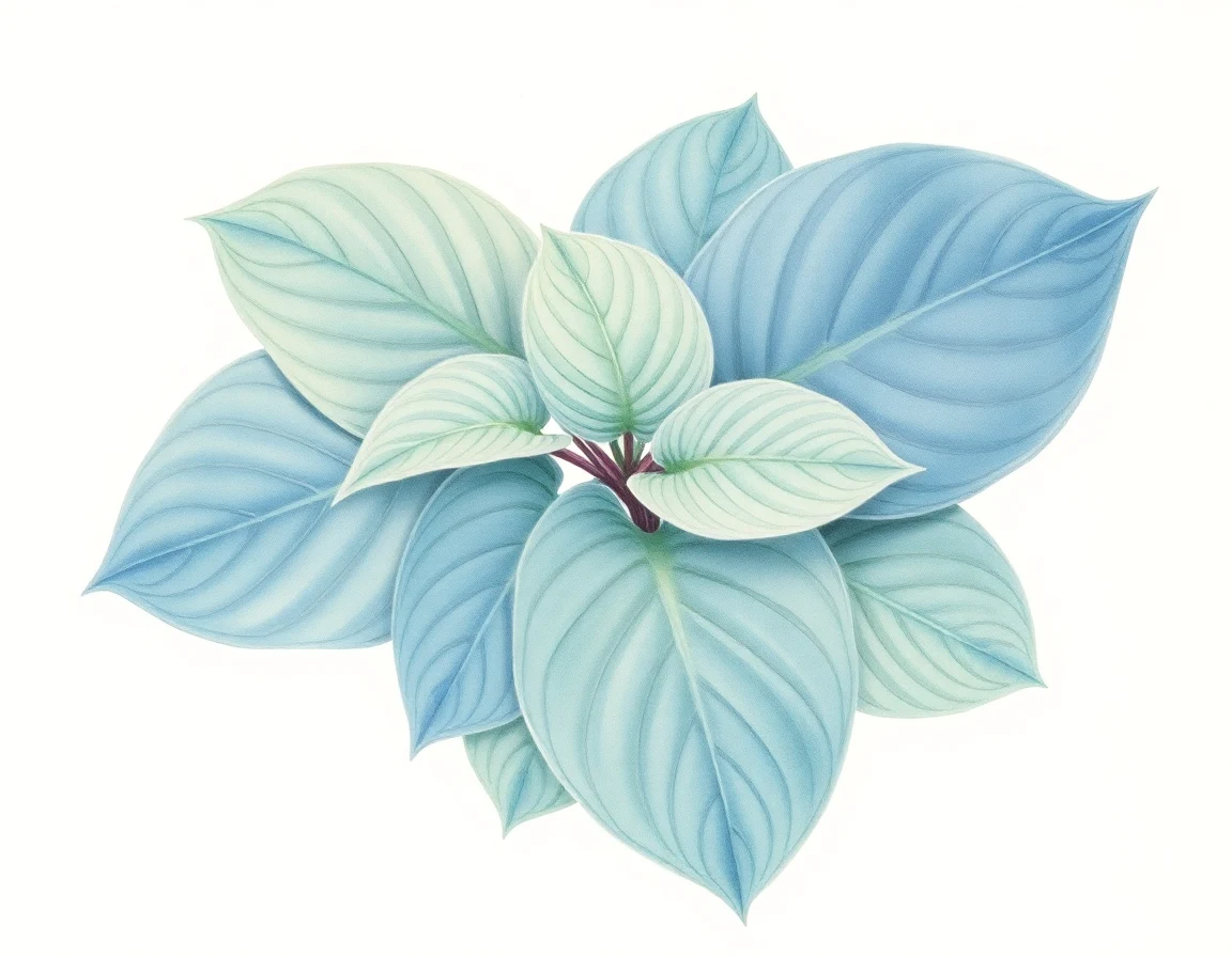 Watercolor illustration of Hosta 'Proud Peacock'