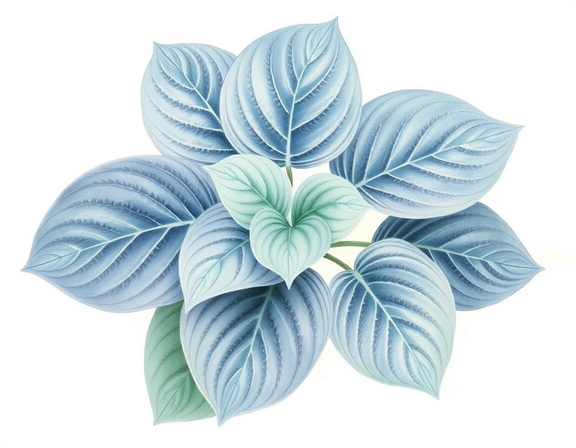 Watercolor illustration of Hosta 'Purple Heron'