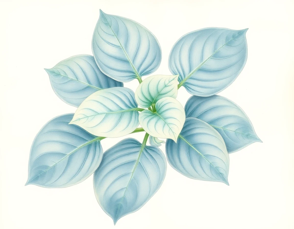 Watercolor illustration of Hosta 'Purple Verticulated Elf'