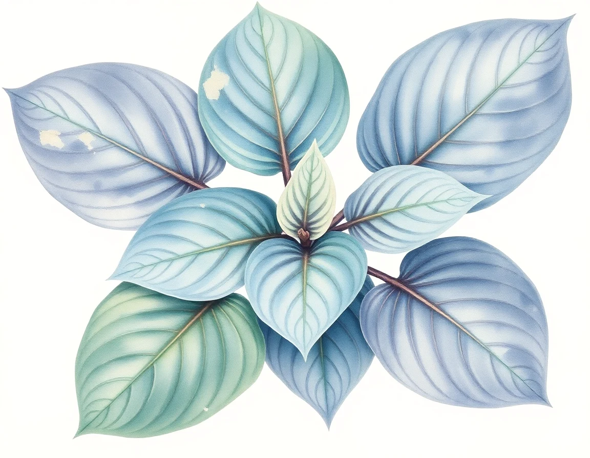 Watercolor illustration of Hosta 'Quaker Lady'