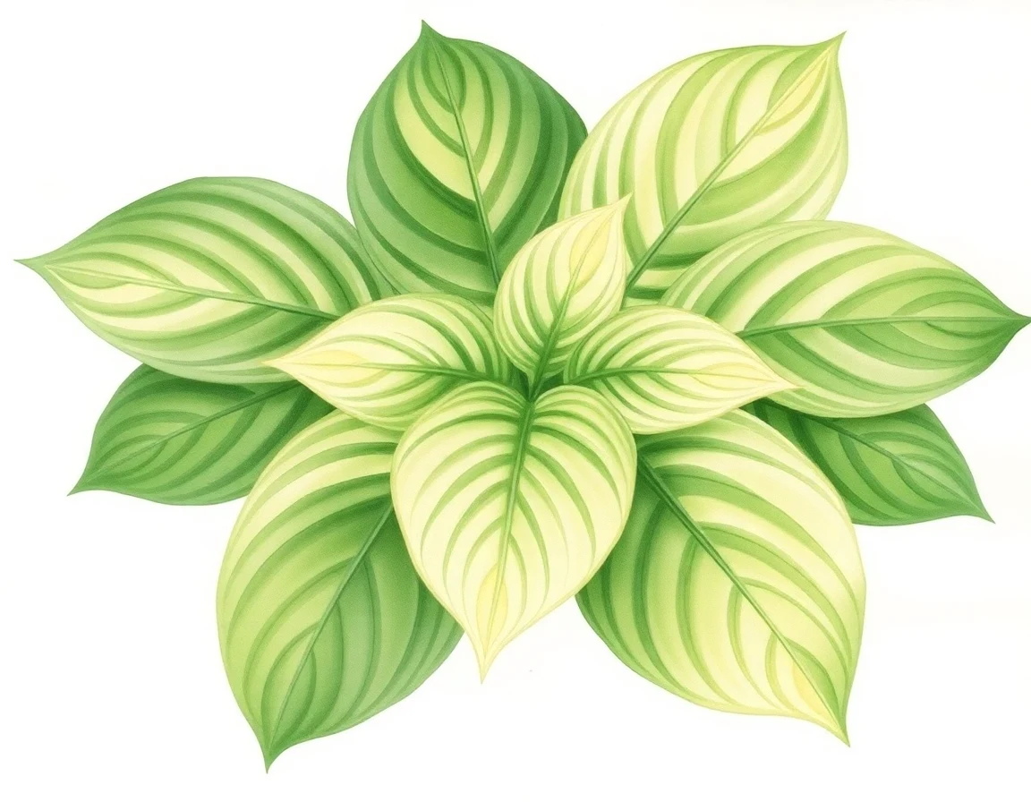 Watercolor illustration of Hosta 'Qualifying Queen'