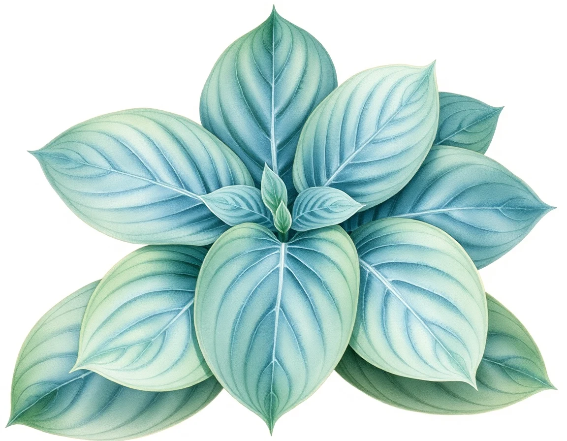 Watercolor illustration of Hosta 'Queen of the Seas'