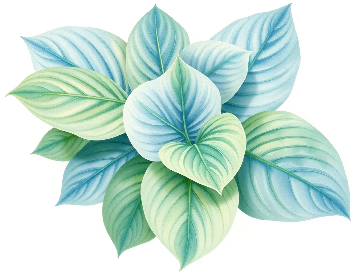 Watercolor illustration of Hosta 'Quesadilla'