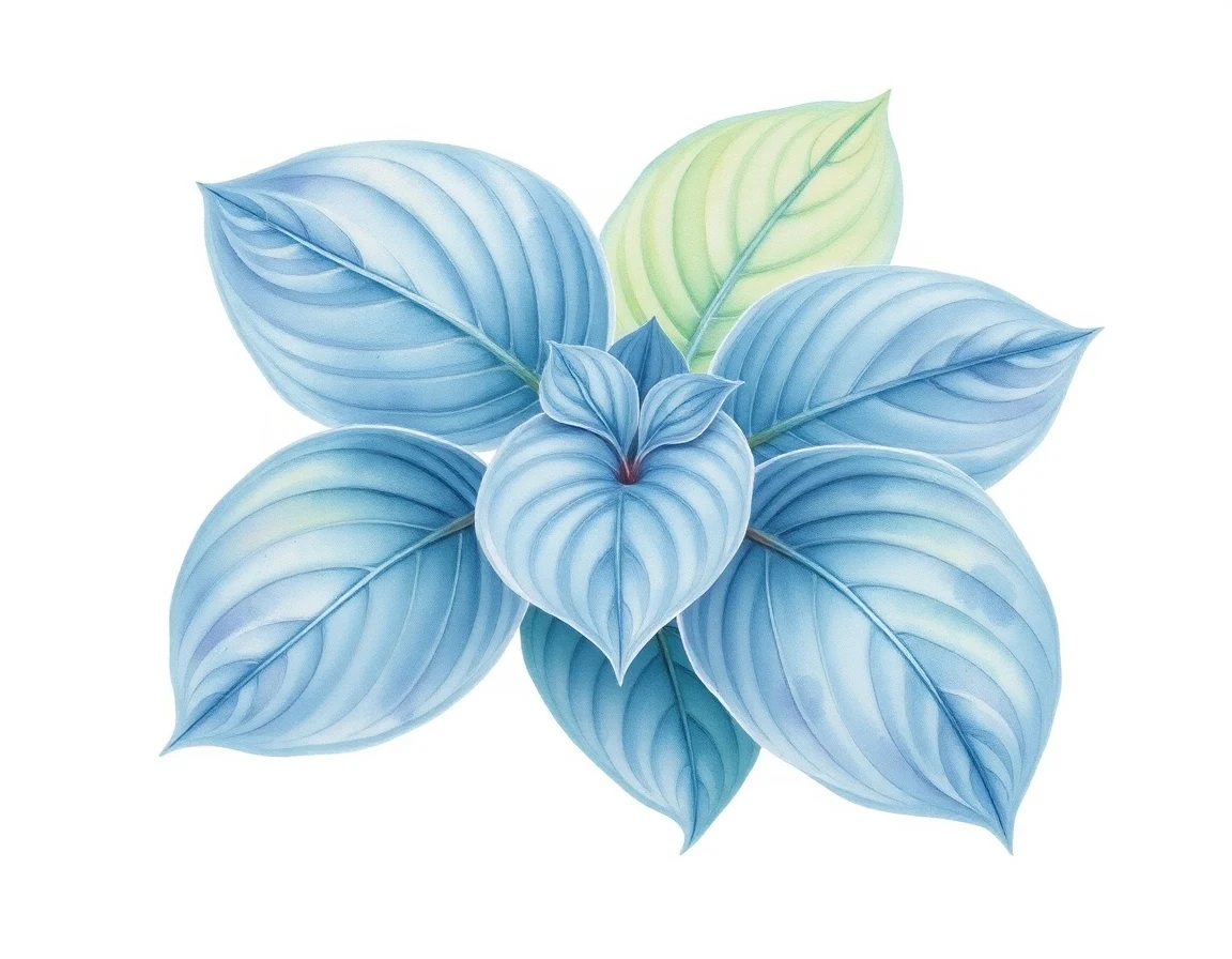 Watercolor illustration of Hosta 'Quicksilver'