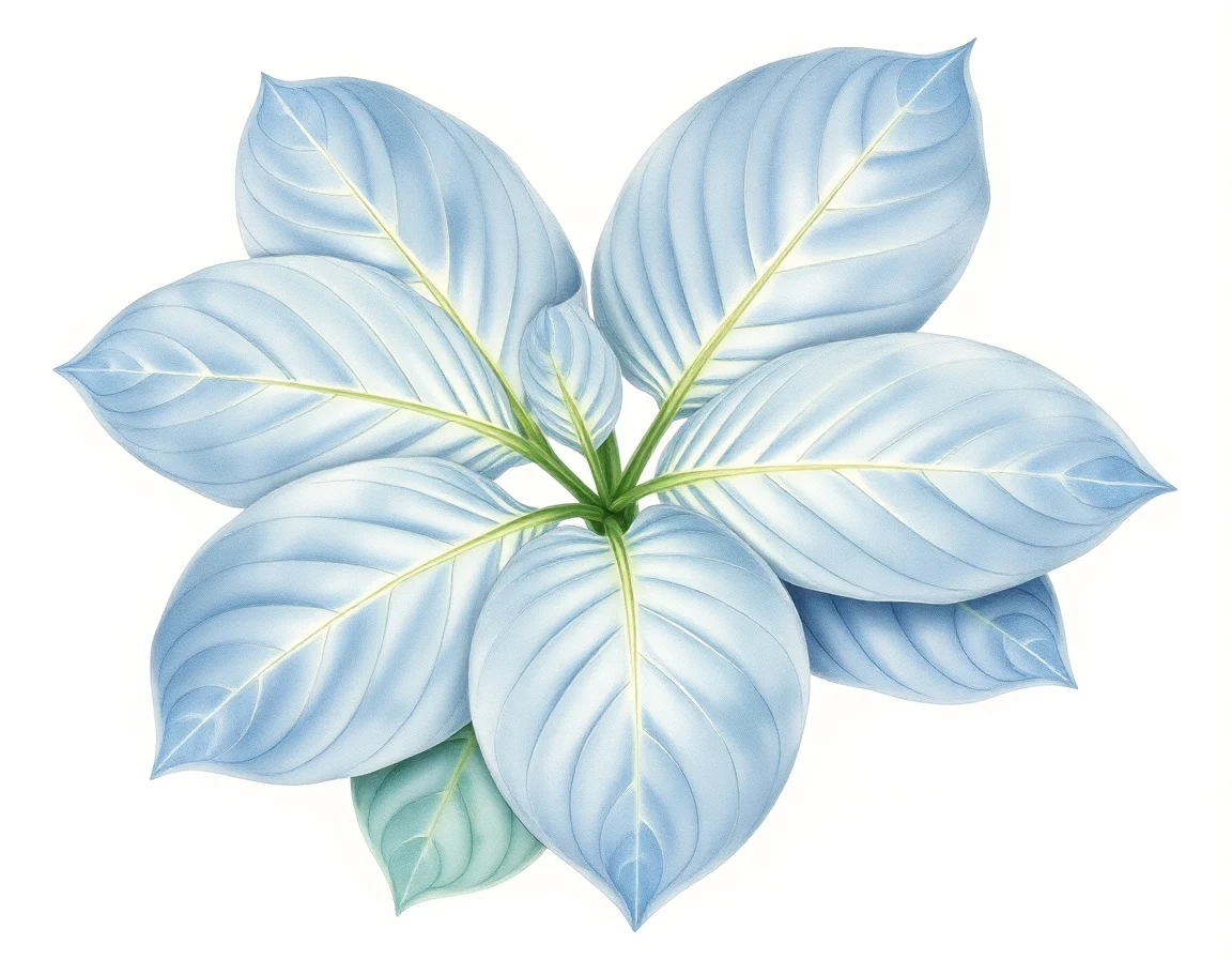 Watercolor illustration of Hosta 'Quilted Skies'