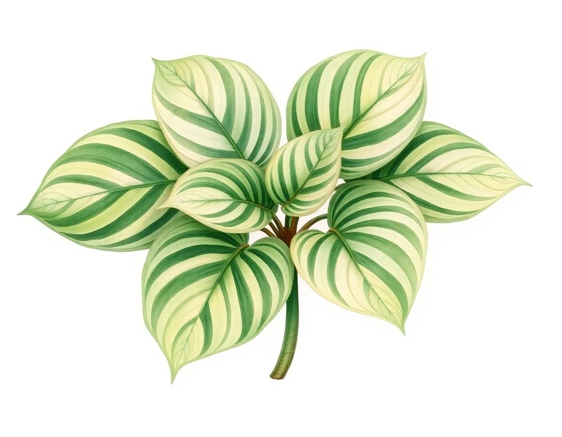 Watercolor illustration of Hosta 'Quilting Bee'