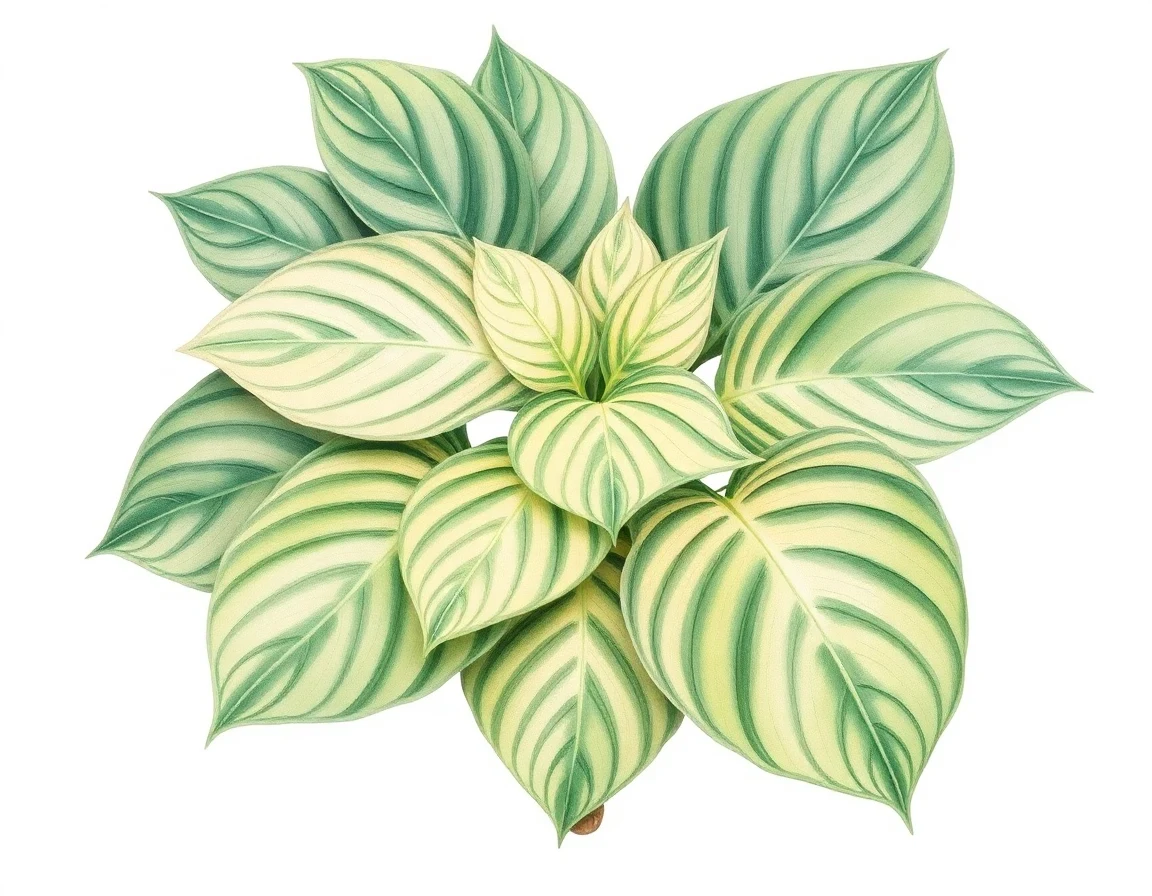 Watercolor illustration of Hosta 'Quilting Party'