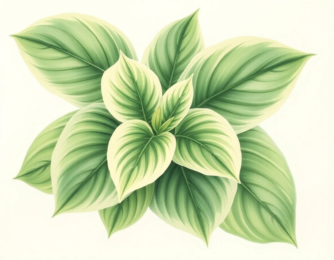 Watercolor illustration of Hosta 'Quite Pleasing'