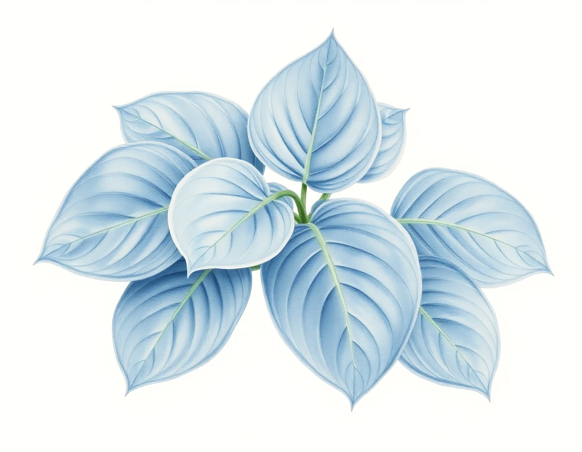 Watercolor illustration of Hosta 'Racing Stripes'