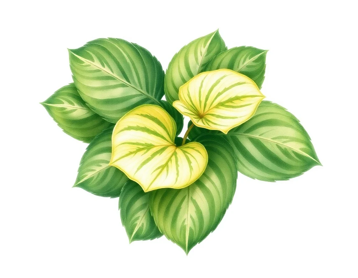 Watercolor illustration of Hosta 'Rain Forest'