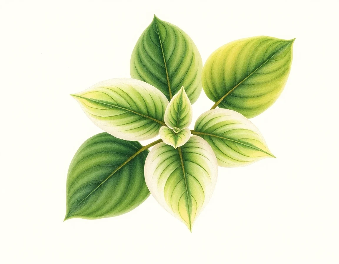 Watercolor illustration of Hosta 'Rainbow Delight'