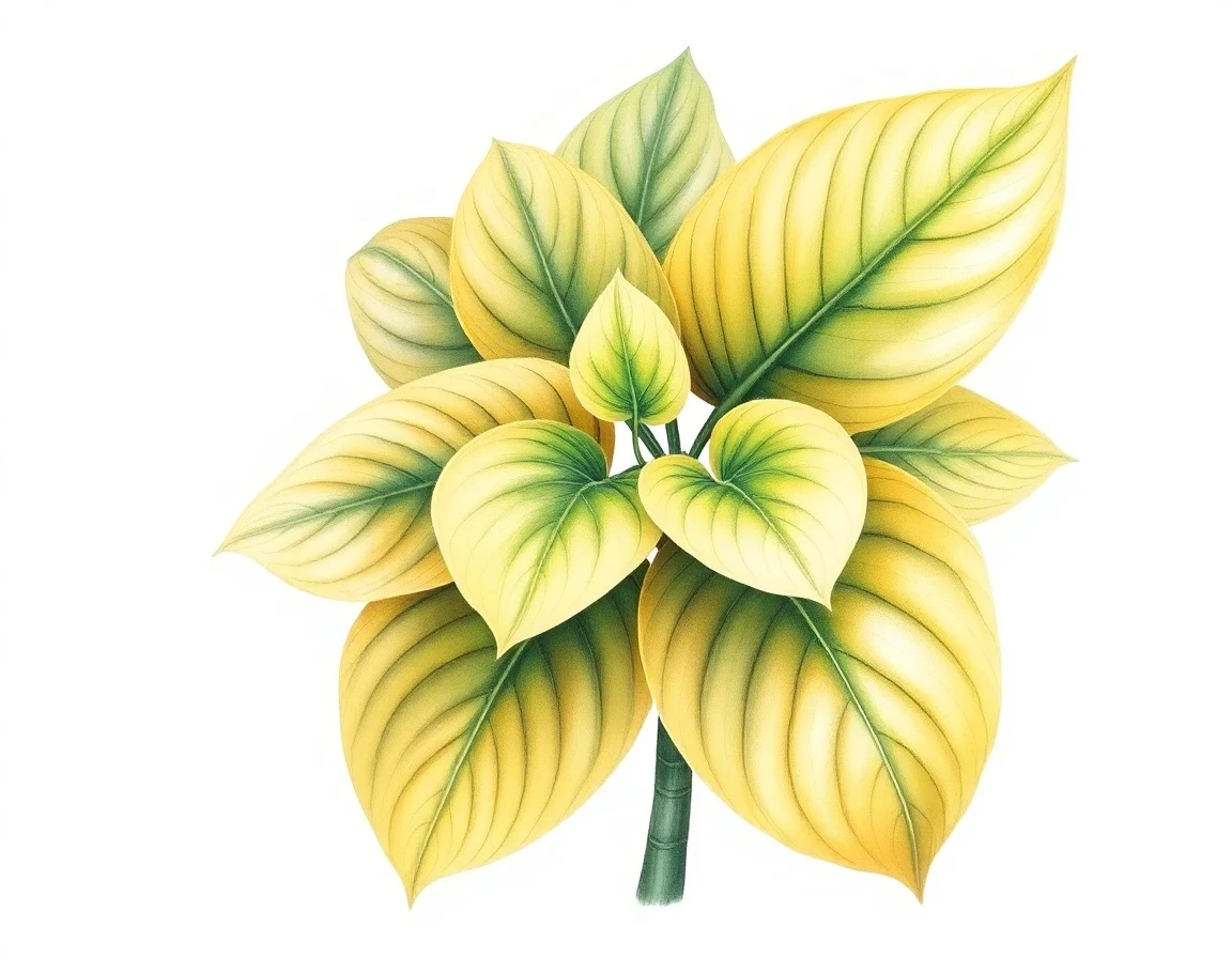 Watercolor illustration of Hosta 'Rainbow Falls'