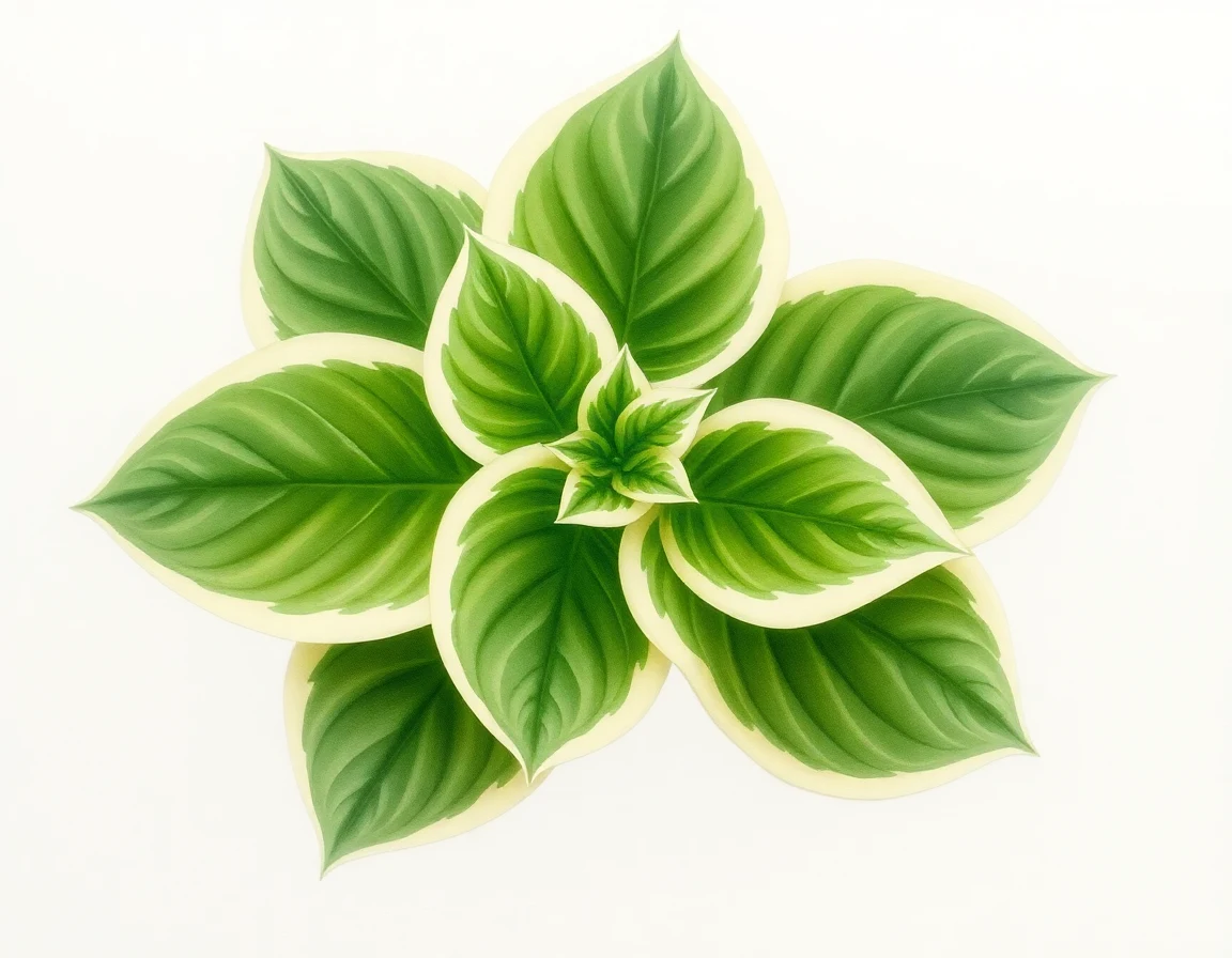 Watercolor illustration of Hosta 'Rainy Day'