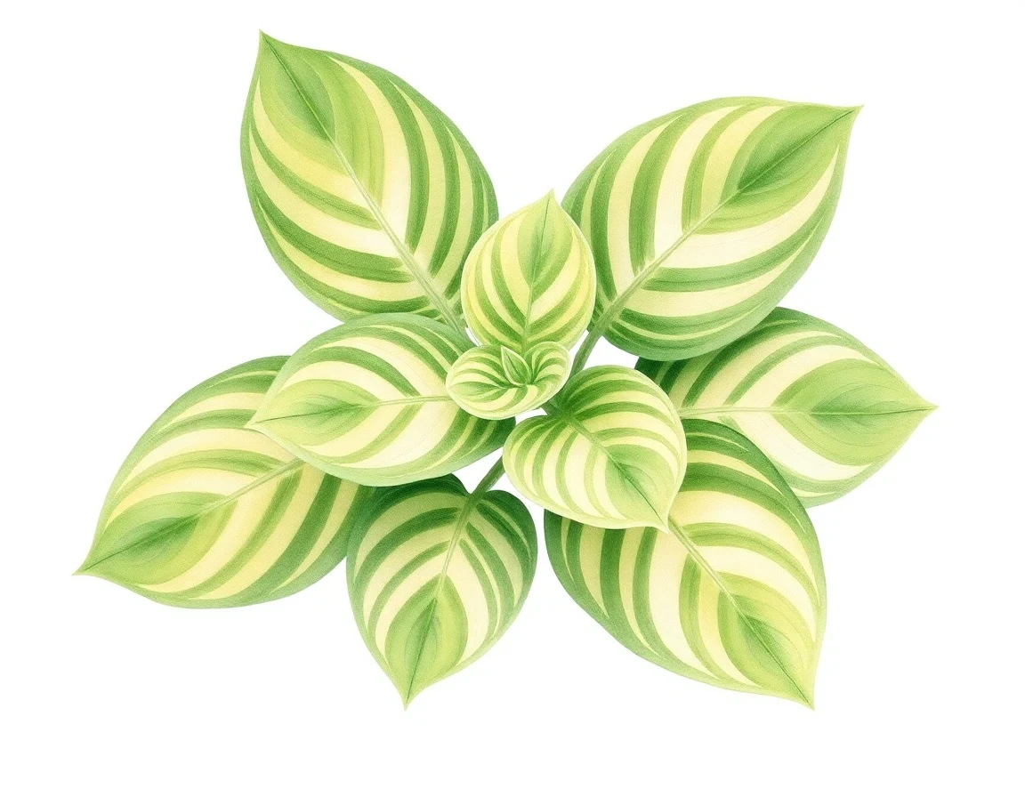 Watercolor illustration of Hosta 'Razzle Dazzle'