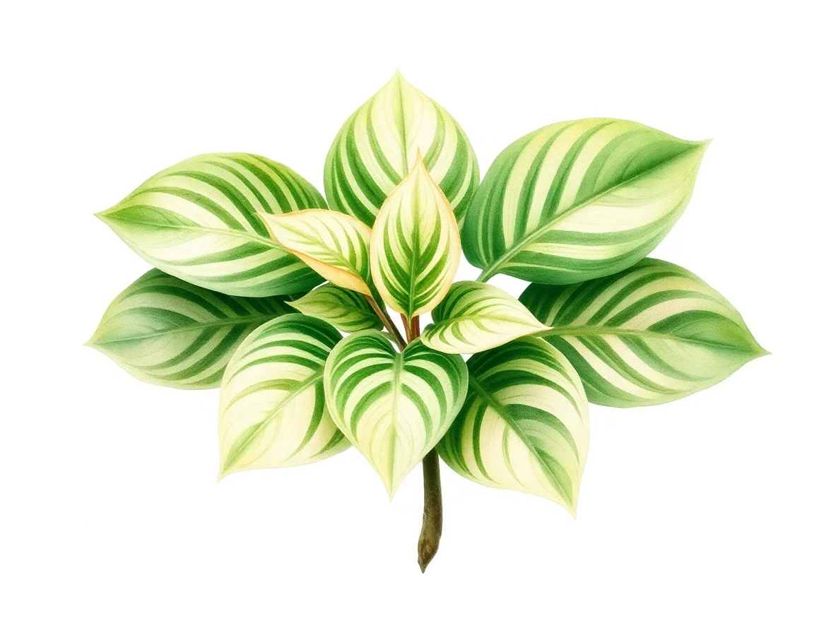 Watercolor illustration of Hosta 'Red Legs'