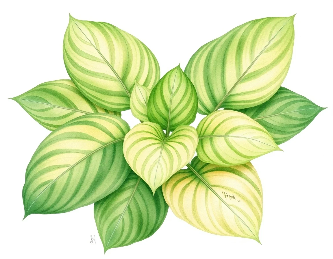 Watercolor illustration of Hosta 'Reflected Glory'