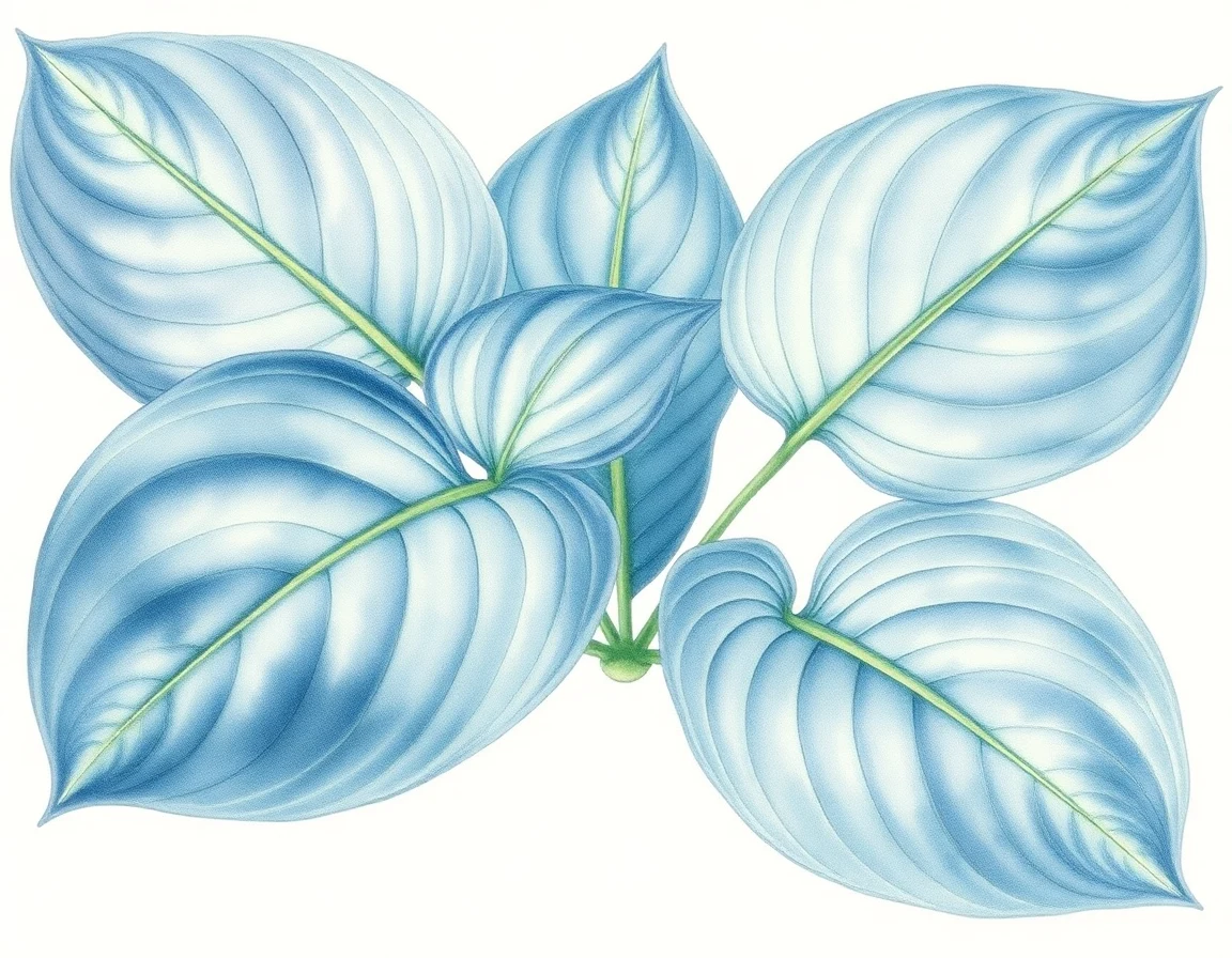 Watercolor illustration of Hosta 'Regal Heir'