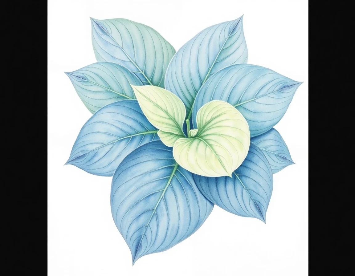 Watercolor illustration of Hosta 'Regal Providence'