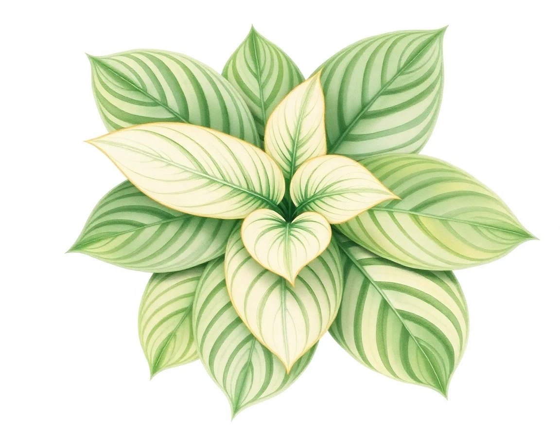 Watercolor illustration of Hosta 'Regal Ruffles'