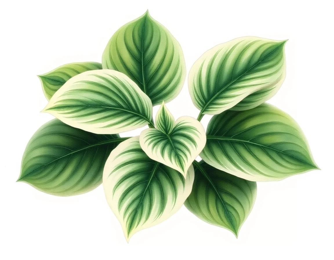 Watercolor illustration of Hosta 'Regal Rumor'