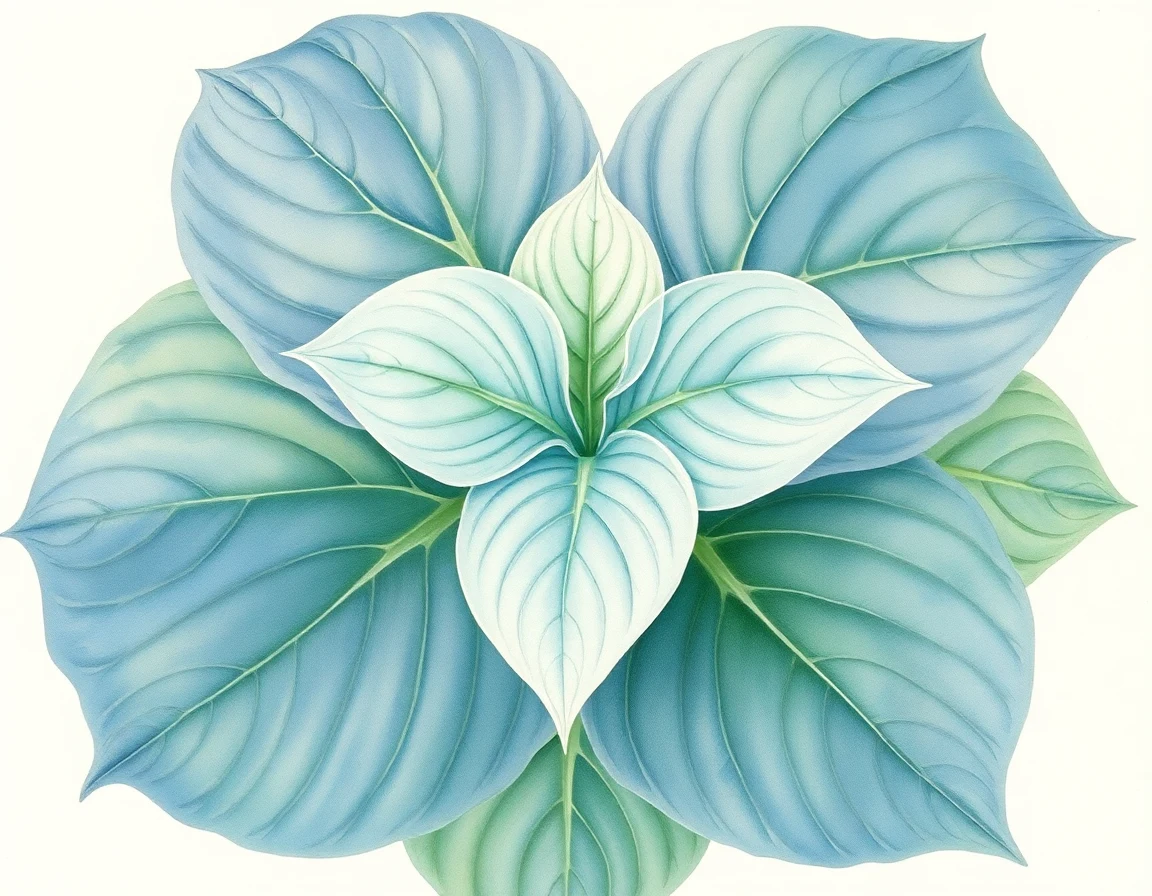 Watercolor illustration of Hosta 'Regal Skies'
