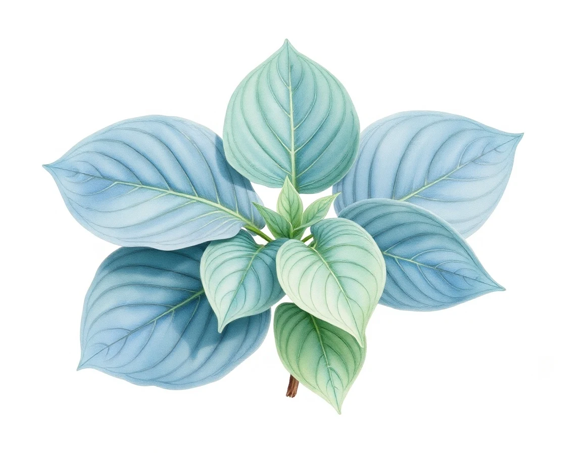 Watercolor illustration of Hosta 'Regal Tot'