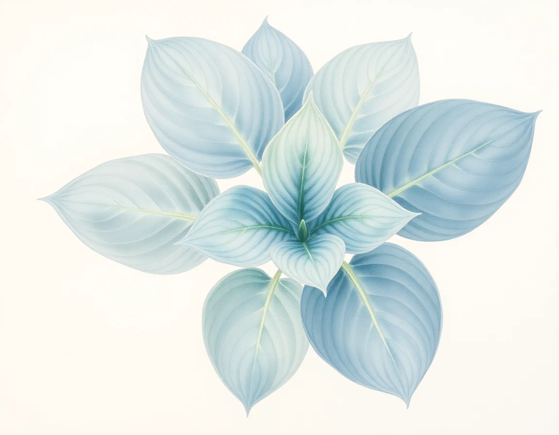 Watercolor illustration of Hosta 'Restless Sea'