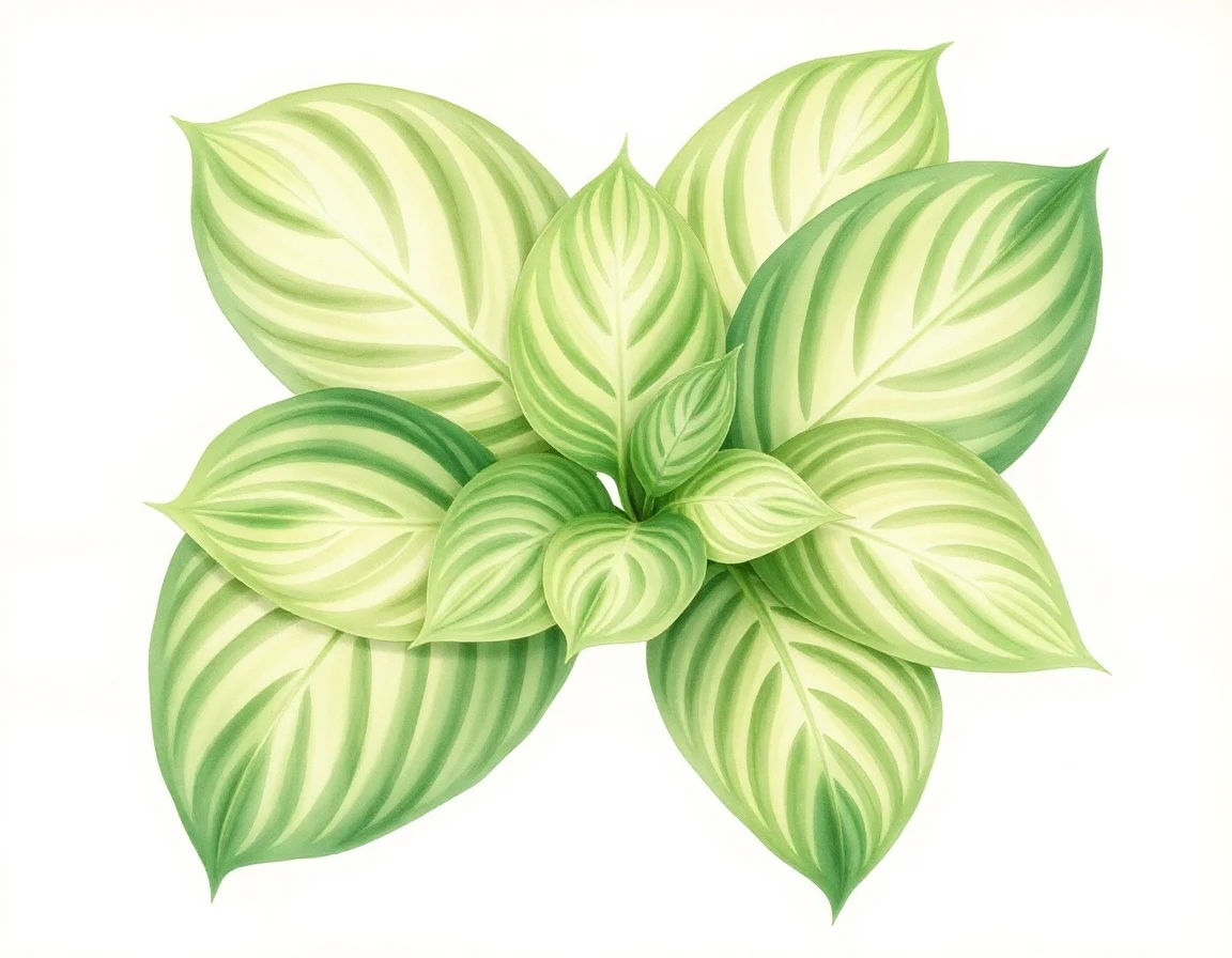 Watercolor illustration of Hosta 'Revelations'