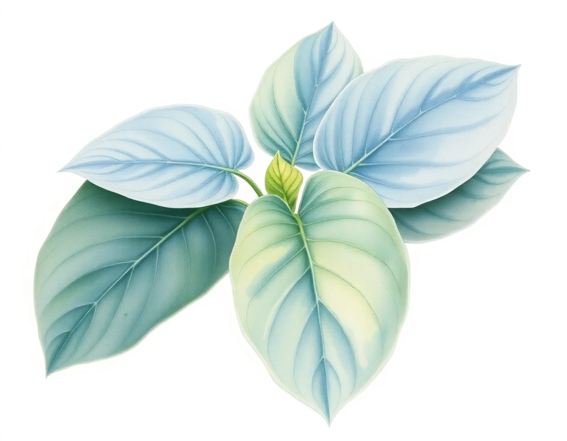 Watercolor illustration of Hosta 'Rhapsody in Blue'