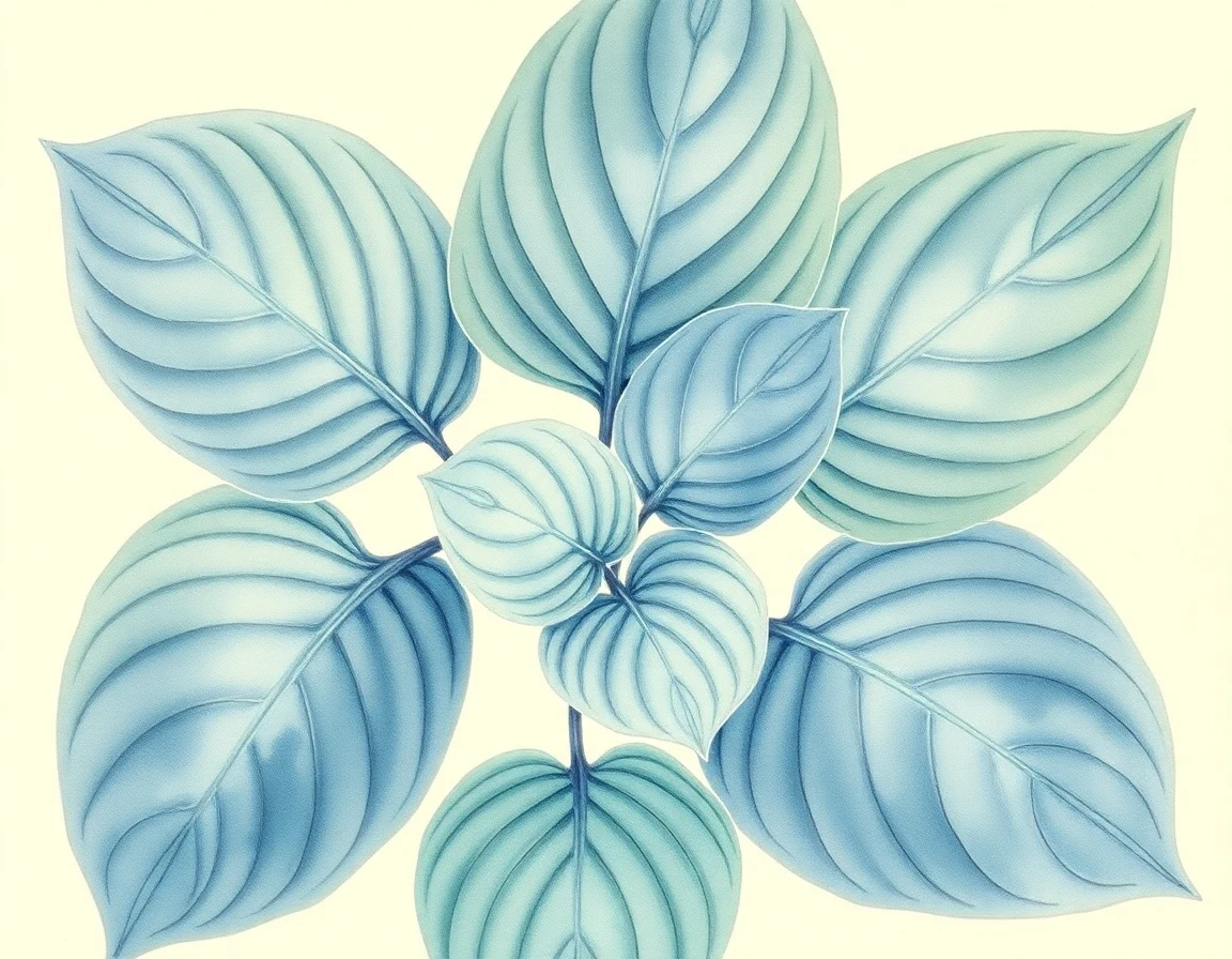 Watercolor illustration of Hosta 'Rhapsody'