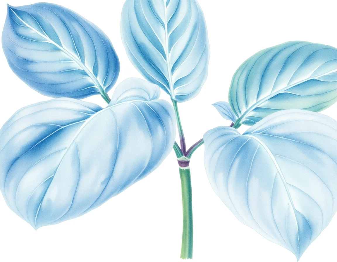 Watercolor illustration of Hosta 'Rhino Blue'