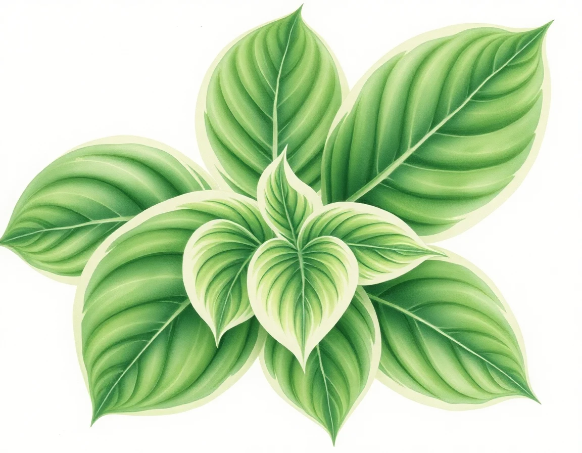Watercolor illustration of Hosta 'Rhino'