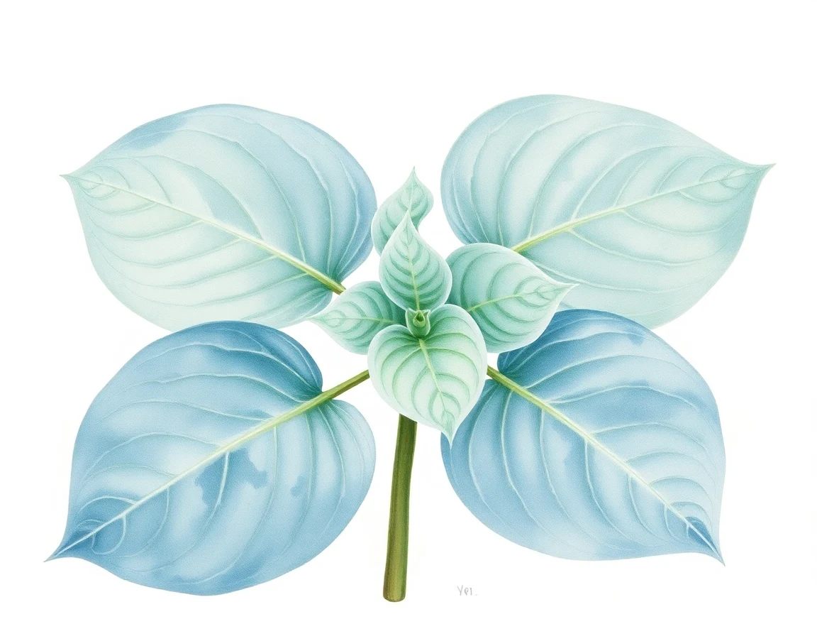 Watercolor illustration of Hosta 'Rhythm and Blues'