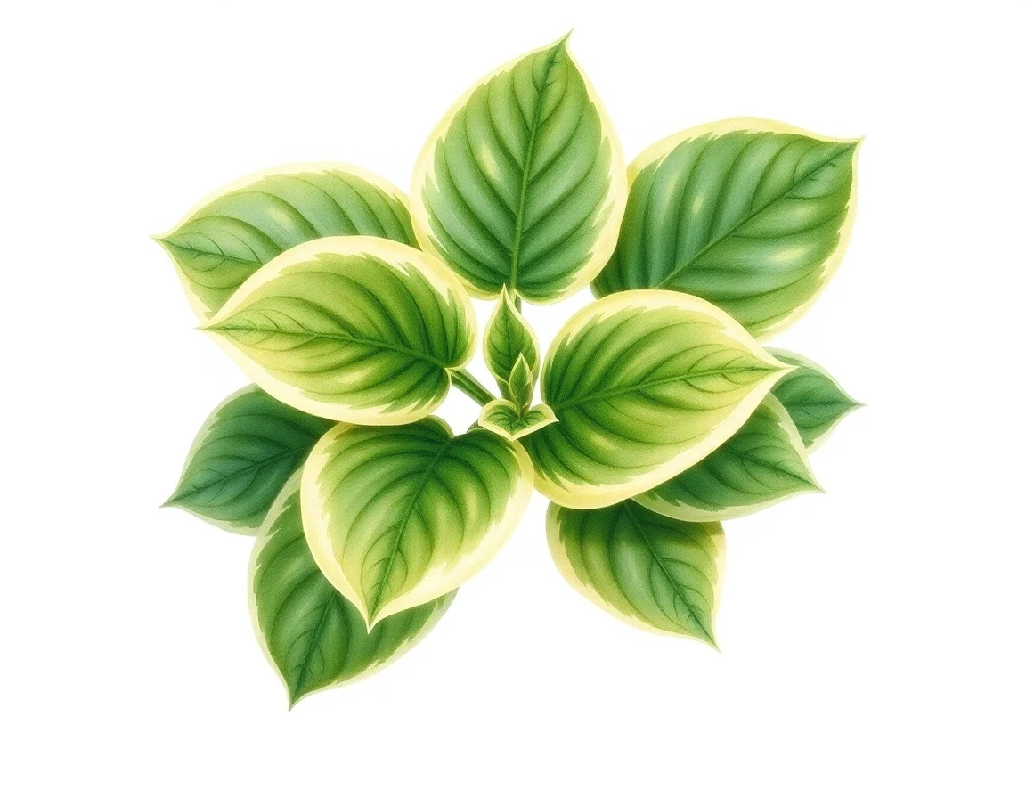 Watercolor illustration of Hosta 'Ribbon Candy'