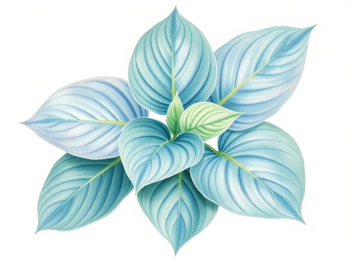 Watercolor illustration of Hosta 'Richland Gold Splash'