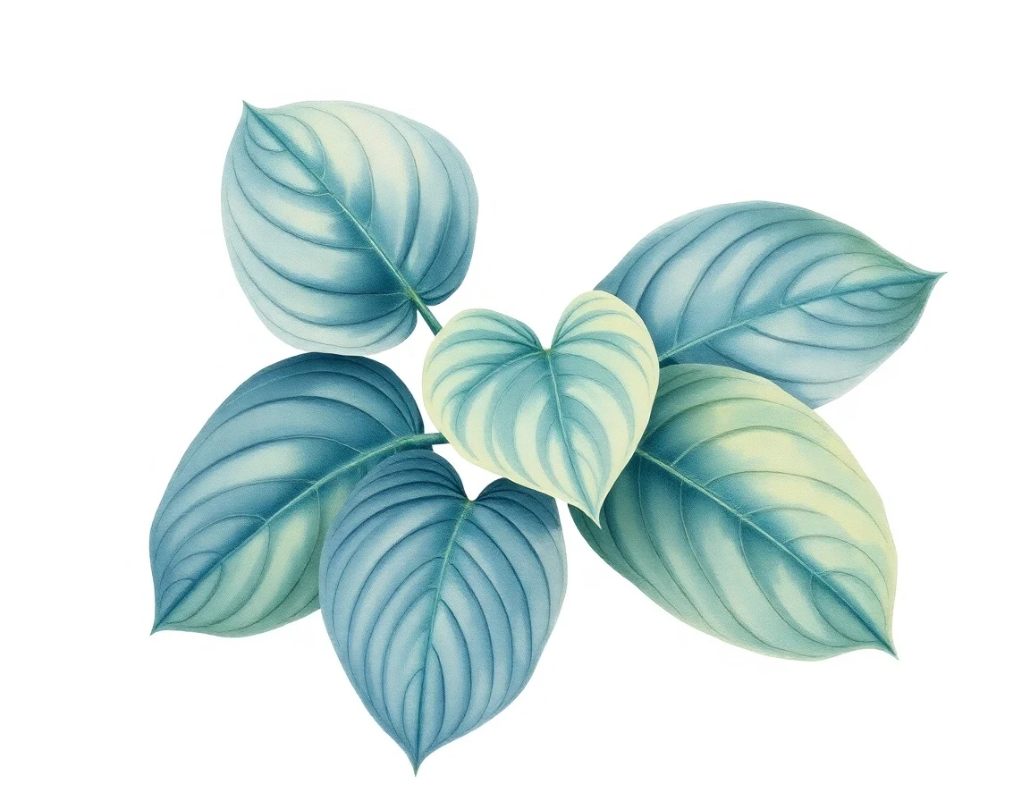 Watercolor illustration of Hosta 'Richland Green Splish'
