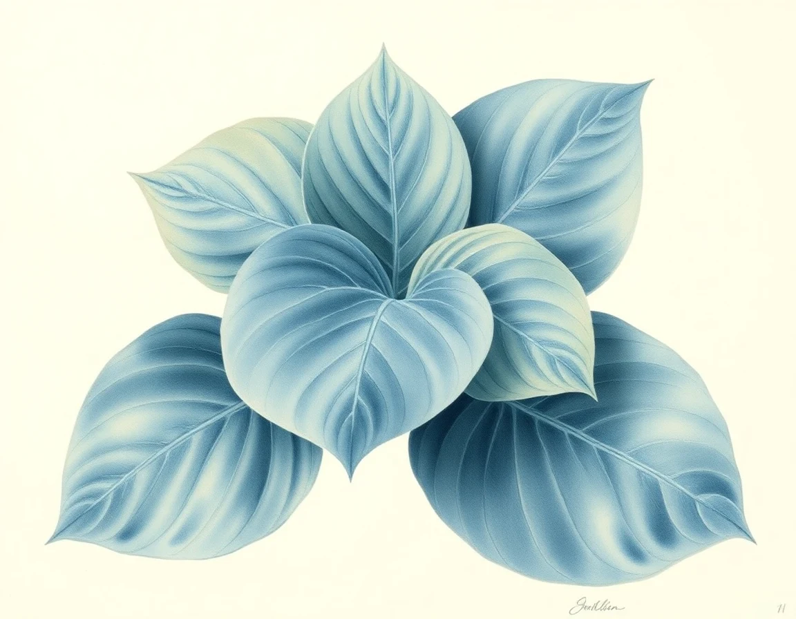Watercolor illustration of Hosta 'Richmond Blue'
