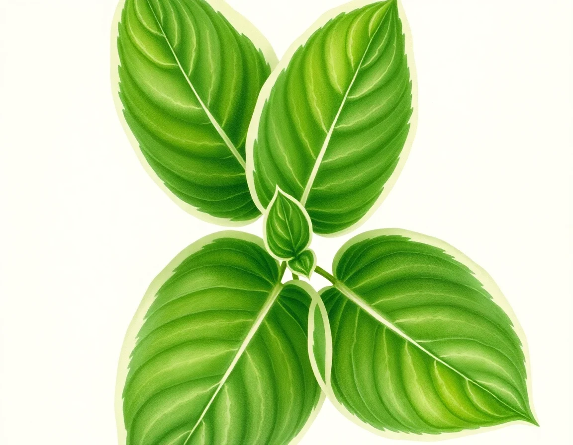 Watercolor illustration of Hosta 'Right Around Morning Sunrise'