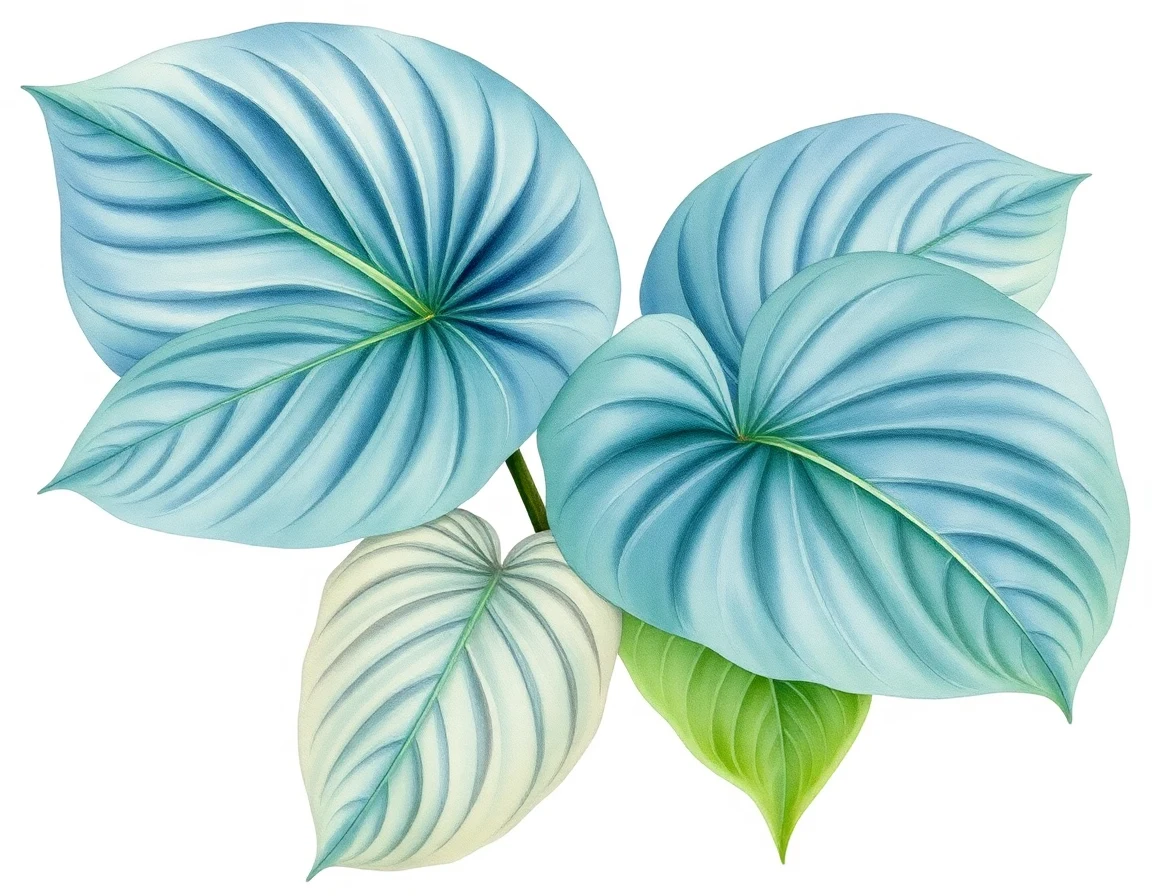Watercolor illustration of Hosta 'Ring Around the Moon'