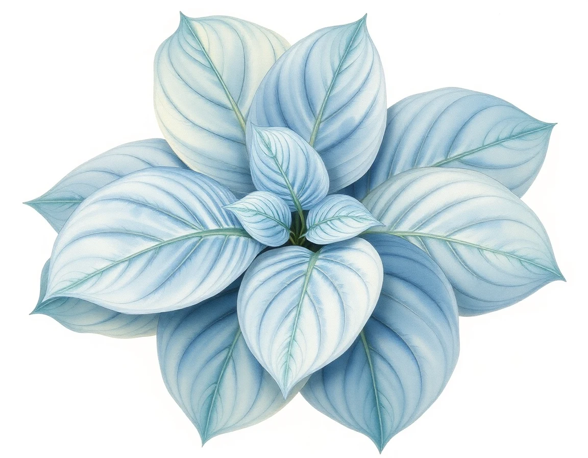 Watercolor illustration of Hosta 'Ring of Fire'