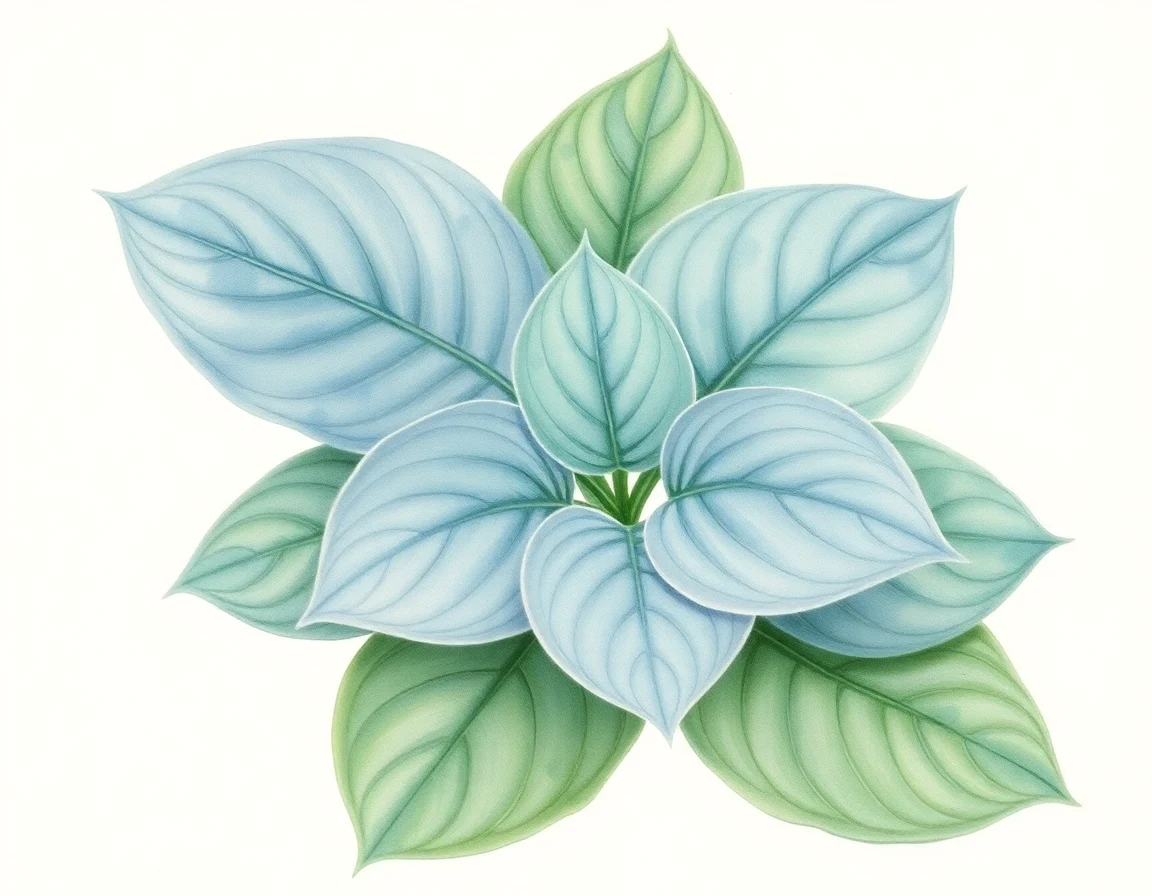 Watercolor illustration of Hosta 'Rippled Treasure'