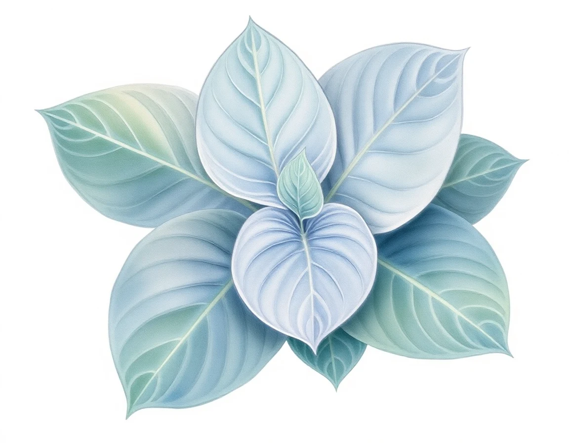 Watercolor illustration of Hosta 'Rippling Rhythm'