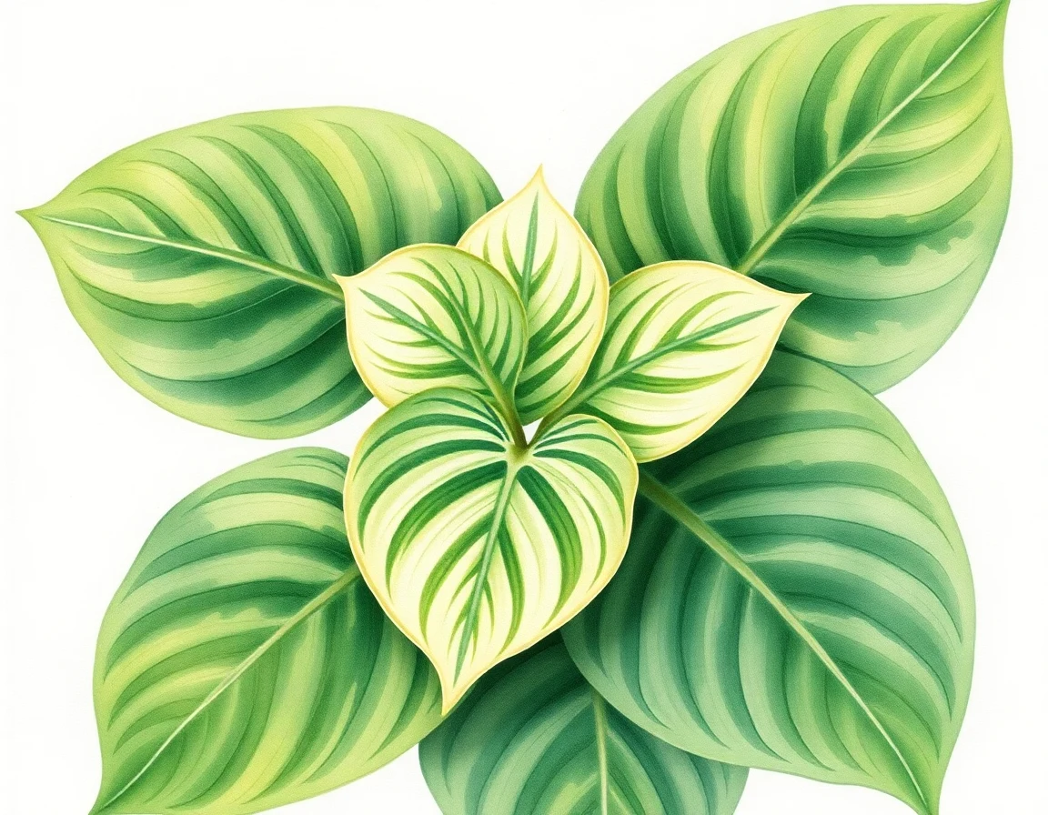 Watercolor illustration of Hosta 'Rippling Waves'