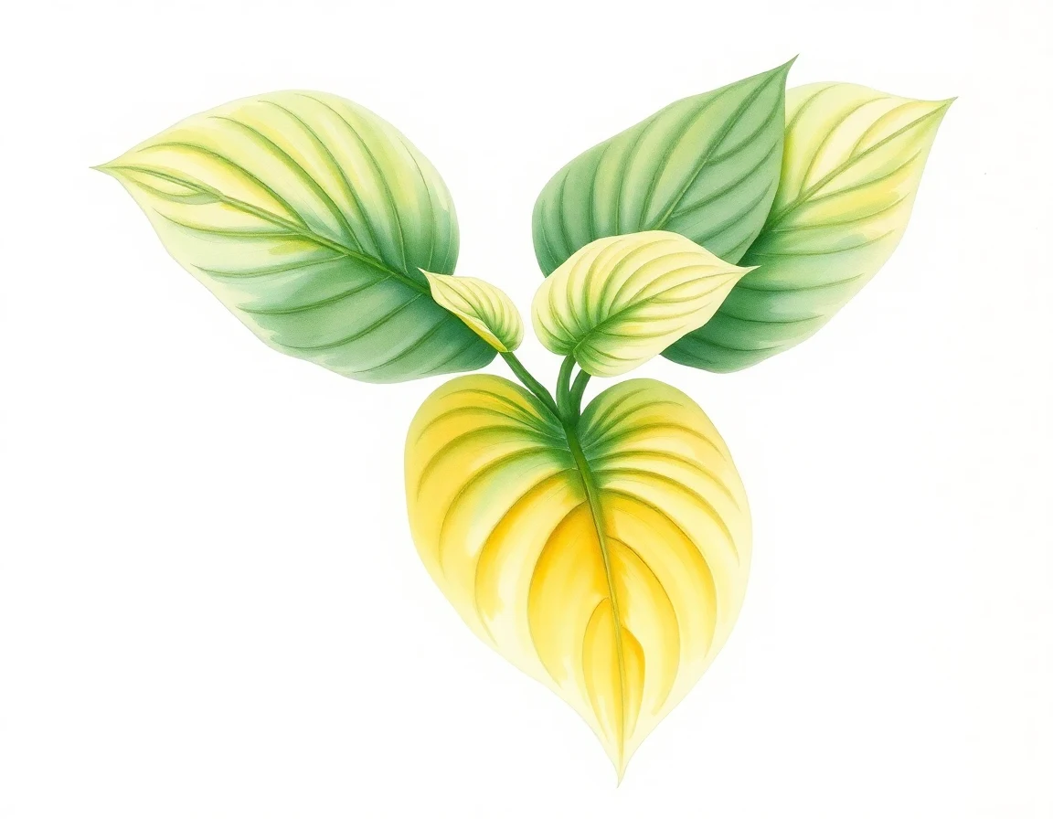Watercolor illustration of Hosta 'Rising Sun'