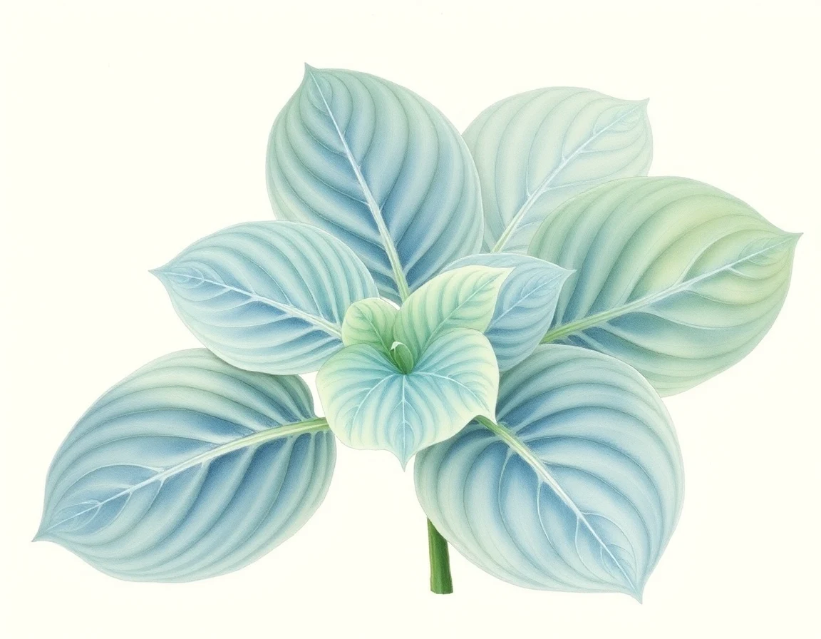 Watercolor illustration of Hosta 'Risky Business'