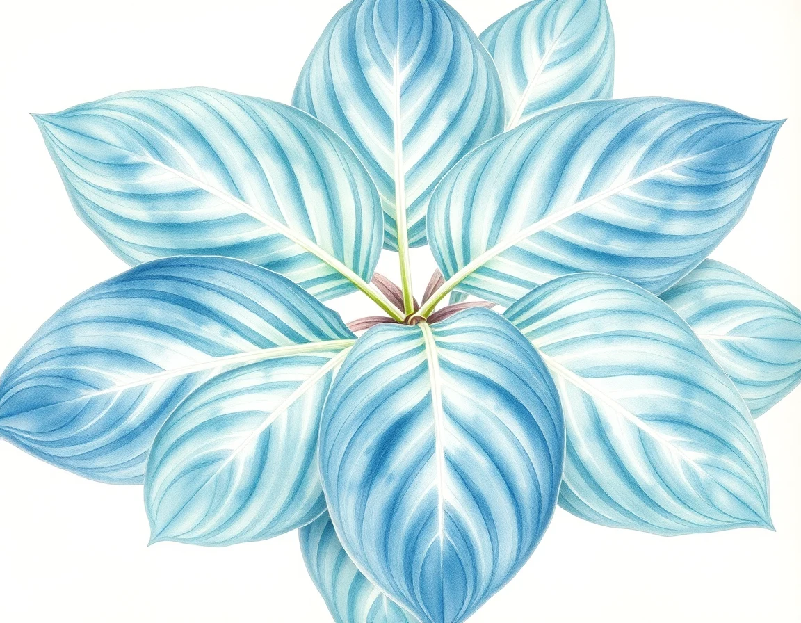 Watercolor illustration of Hosta 'Rock and Roll'